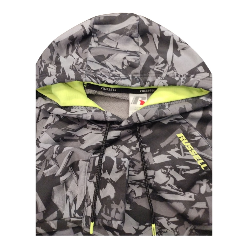 Russell Long Sleeve Pullover Hoodie Mens Large Black Gray Camo